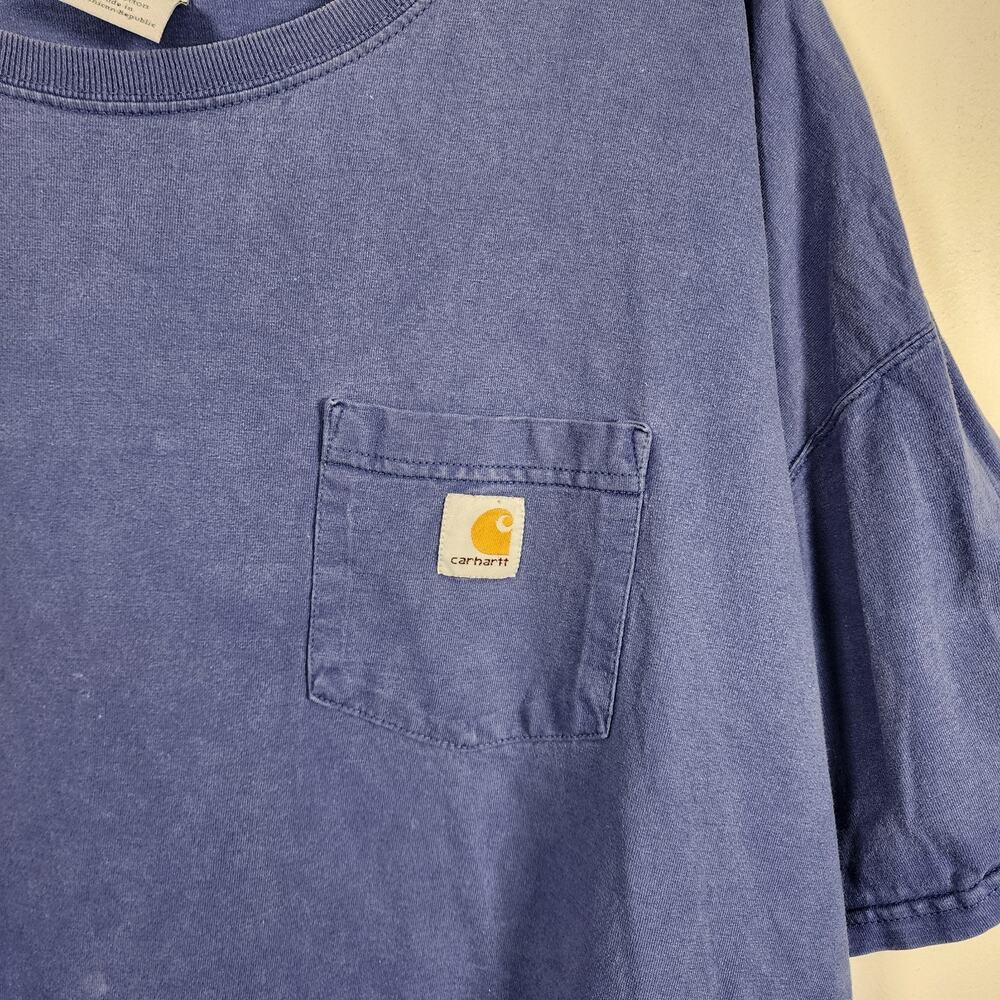 Carhartt Men Loose Fit T-Shirt 4XL Blue Short Sleeve Pocket Tee Heavyweight Work - Picture 5 of 11